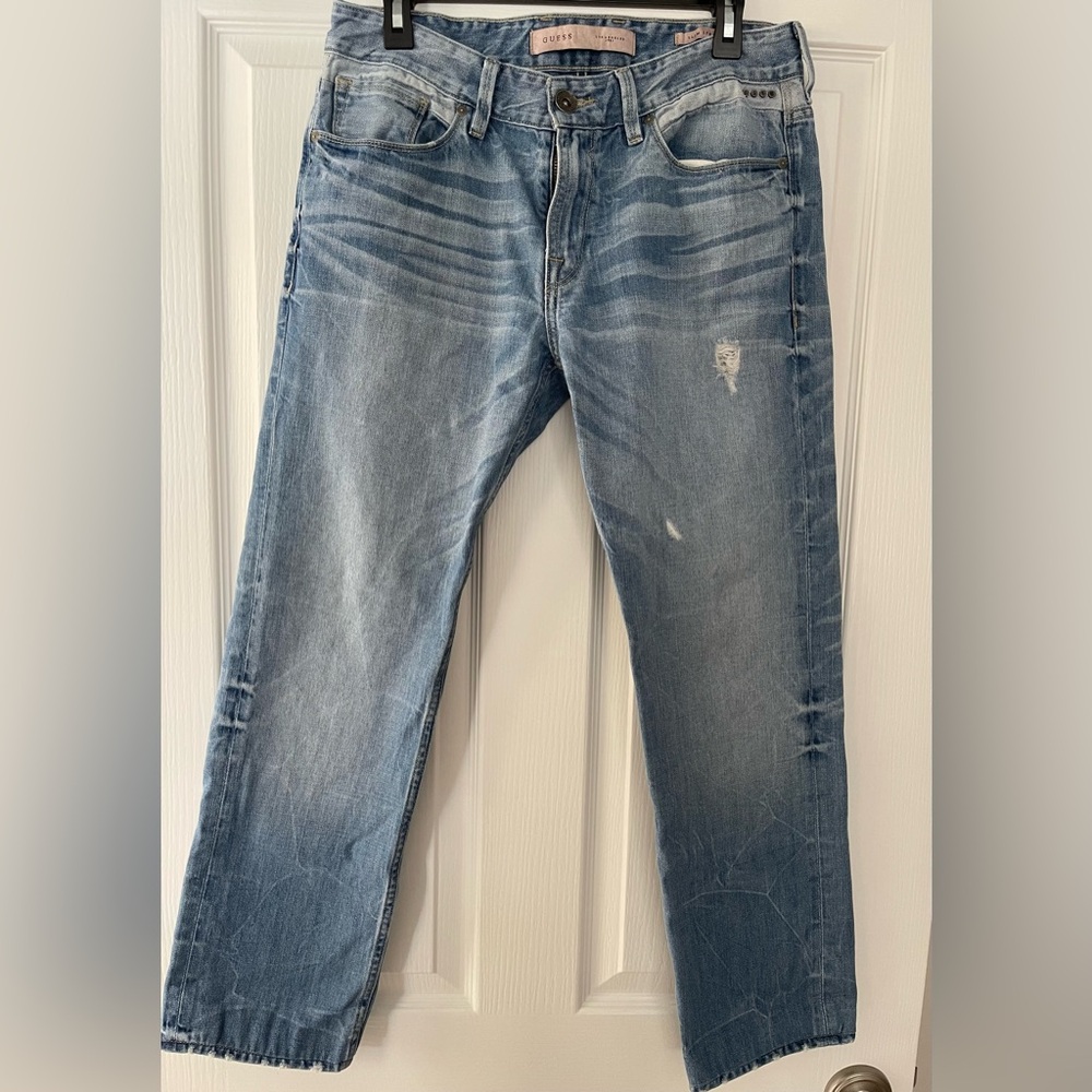Guess Los Angeles 1981 Men’s Slim Striaght Denim Jeans Sz. 32” Hemmed